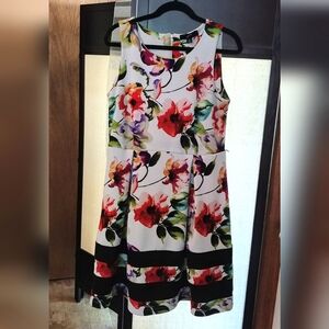 Vintage GNW Floral Pleated Sleeveless Semi-formal Dress Size 10